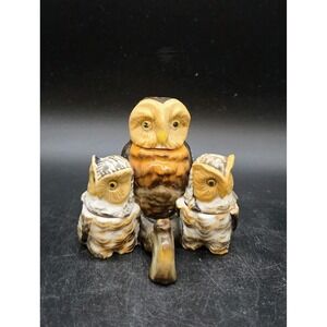 Antique Contra + Boehme Owl Condiment Set Salt Pepper Mustard Pot Germany
